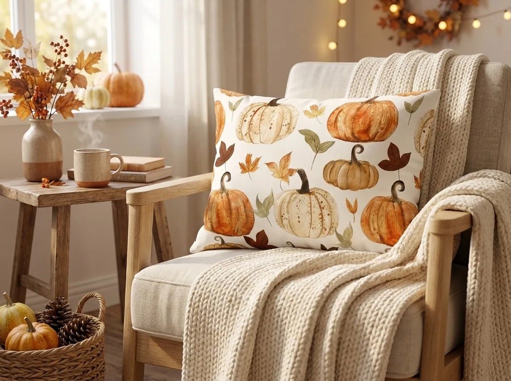 Flanelová obliečka na vankúš PUMPKINS & STRIPES 50x70 cm, farebný