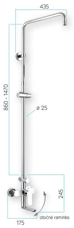 Mereo Mereo, Nástenná sprchová bateria Mada 150 mm so sprchovou tyčou bez príslušenstva, MER-CBE60104SM