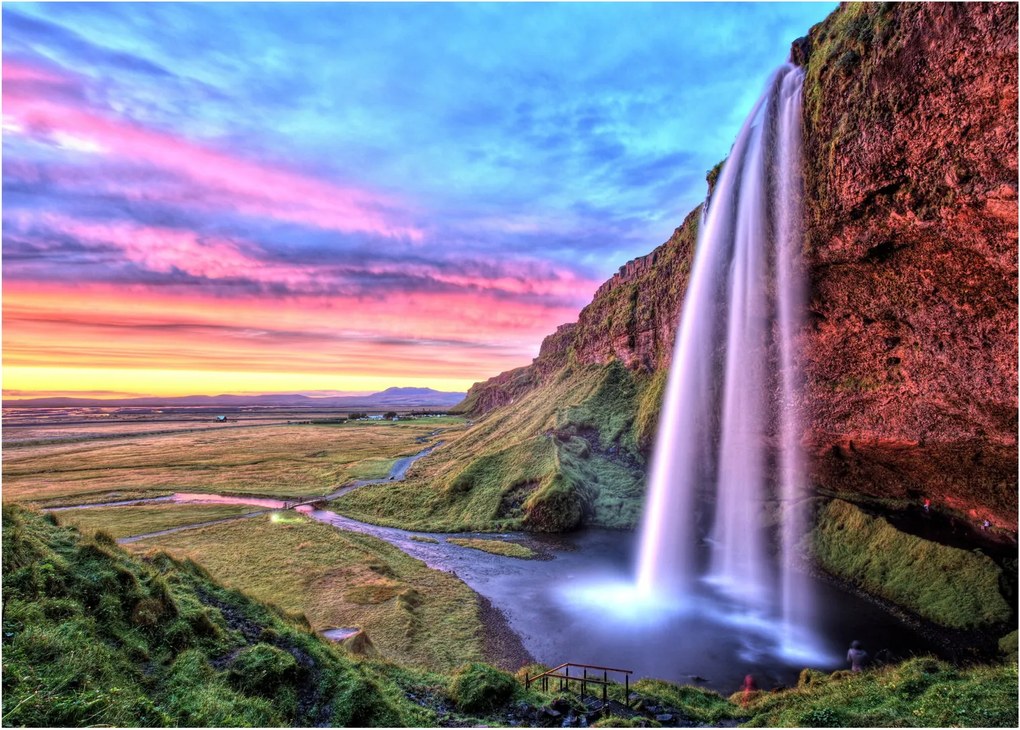 Sklenený obraz - Vodopád Seljalandsfoss (70x50 cm)