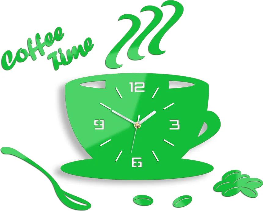 Moderné nástenné hodiny COFFE TIME 3D GREEN HMCNH045-green