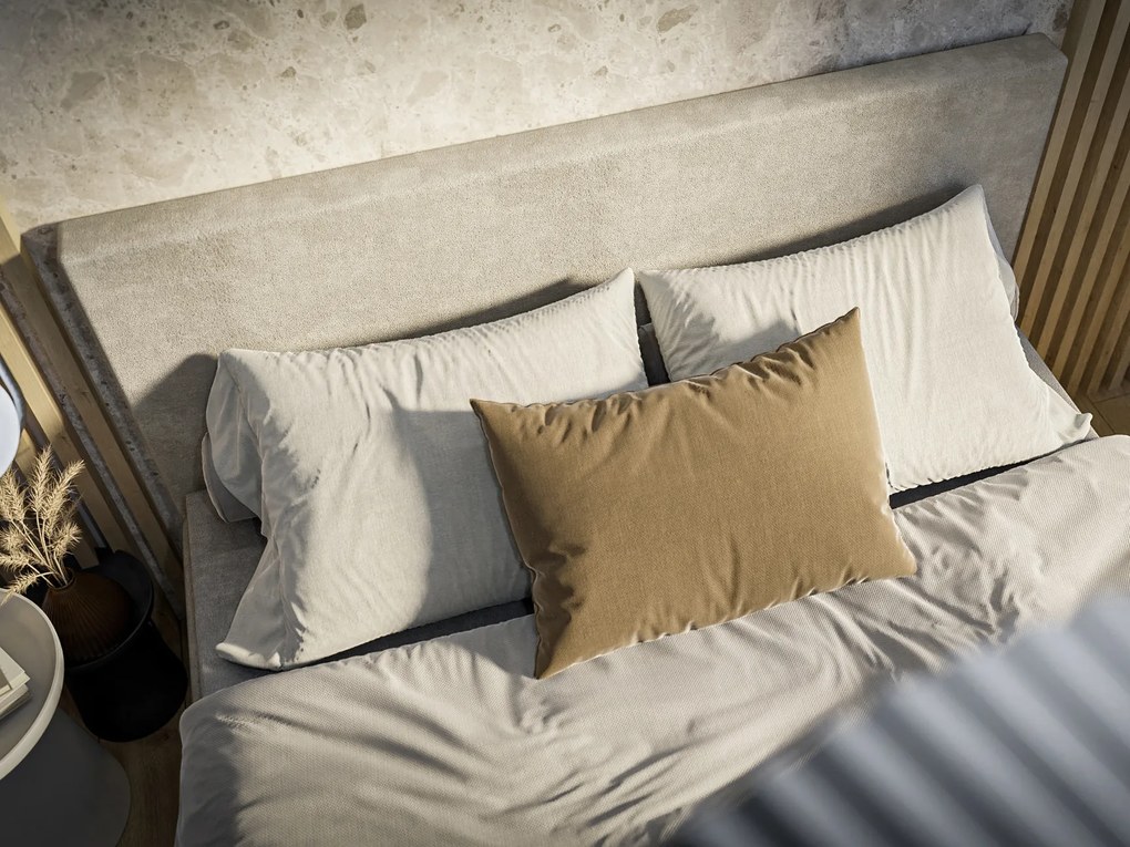 Jednolôžková posteľ Boxspring 120 cm Ricky (svetlobéžová) (s matracom a úl. priestorom). Vlastná spoľahlivá doprava až k Vám domov. 1043429
