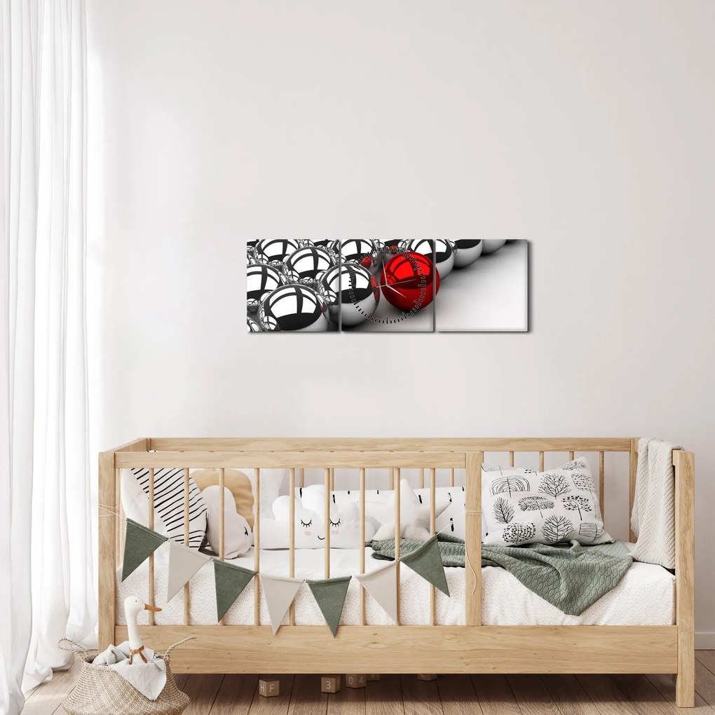 Obraz lesklých gulí (s hodinami) (90x30 cm)