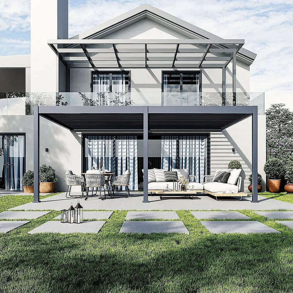 DEOKORK Záhradná hliníková pergola do steny 6x4 m (antracit)