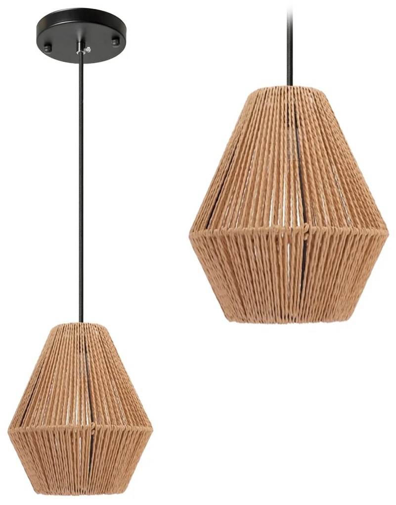 Závesná lampa La Belle Boho I čierna/hnedá