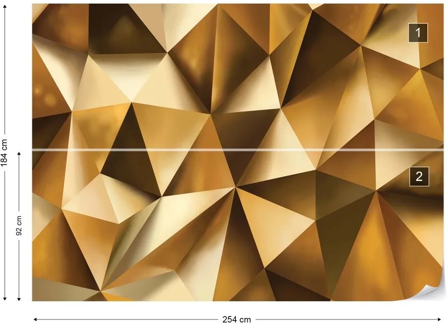 GLIX Fototapeta - 3D Polygon Texture Gold Vliesová tapeta  - 254x184 cm