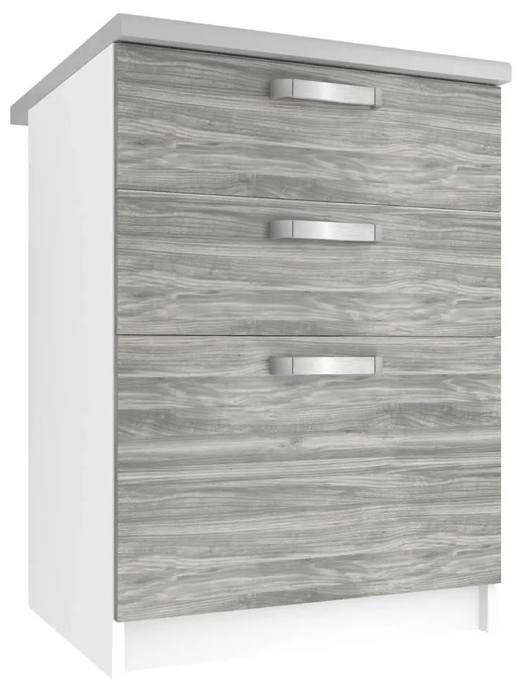 Kuchynská skrinka Belini spodná so zásuvkami 60 cm šedý antracit Glamour Wood s pracovnou doskou TOR SDSZ60/1/WT/GW/0/U