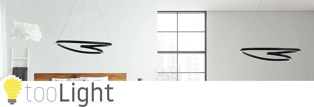 Toolight Toolight, Moderné LED závesné stropné svietidlo + diaľkový ovládač APP796-CP, čierna, OSW-05502
