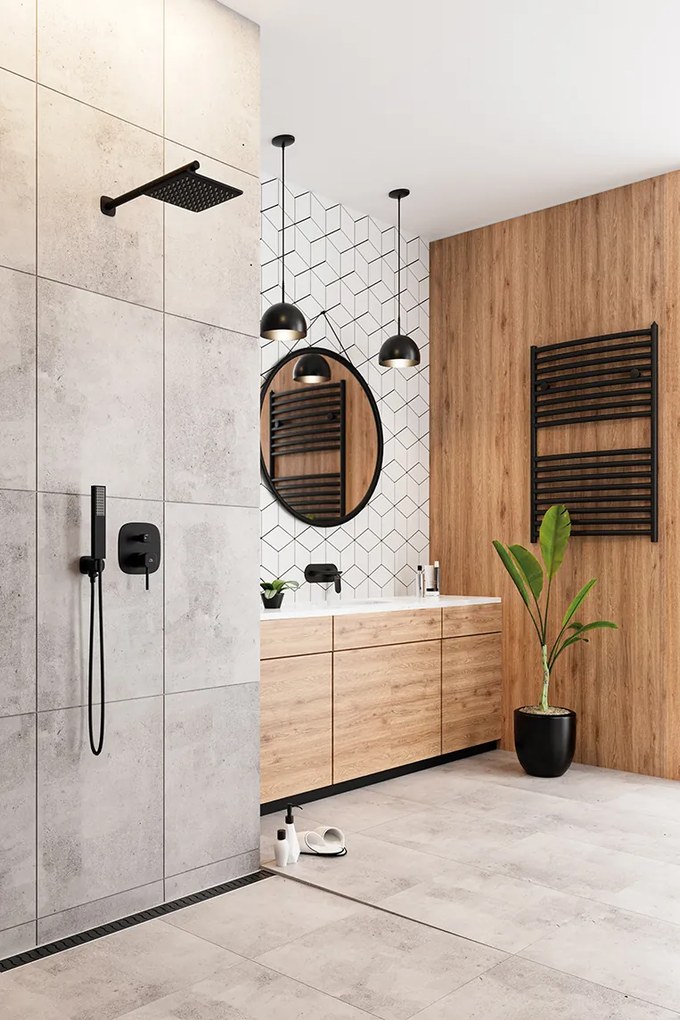 Laveo Sprchový komplet Pola + BOX s podomietkovou batériou - BAP_701P, čierna matná