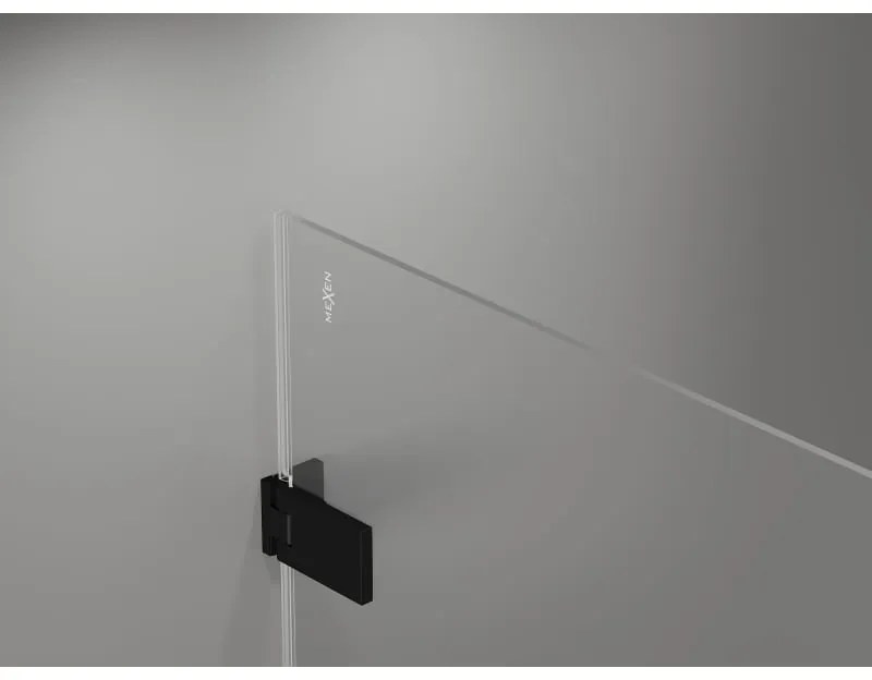 Mexen Lunar-F, skladací sprchový kút ľavý 85 x 70 cm, 8mm číre sklo, čierny profil, 836-085-070-70-00-L