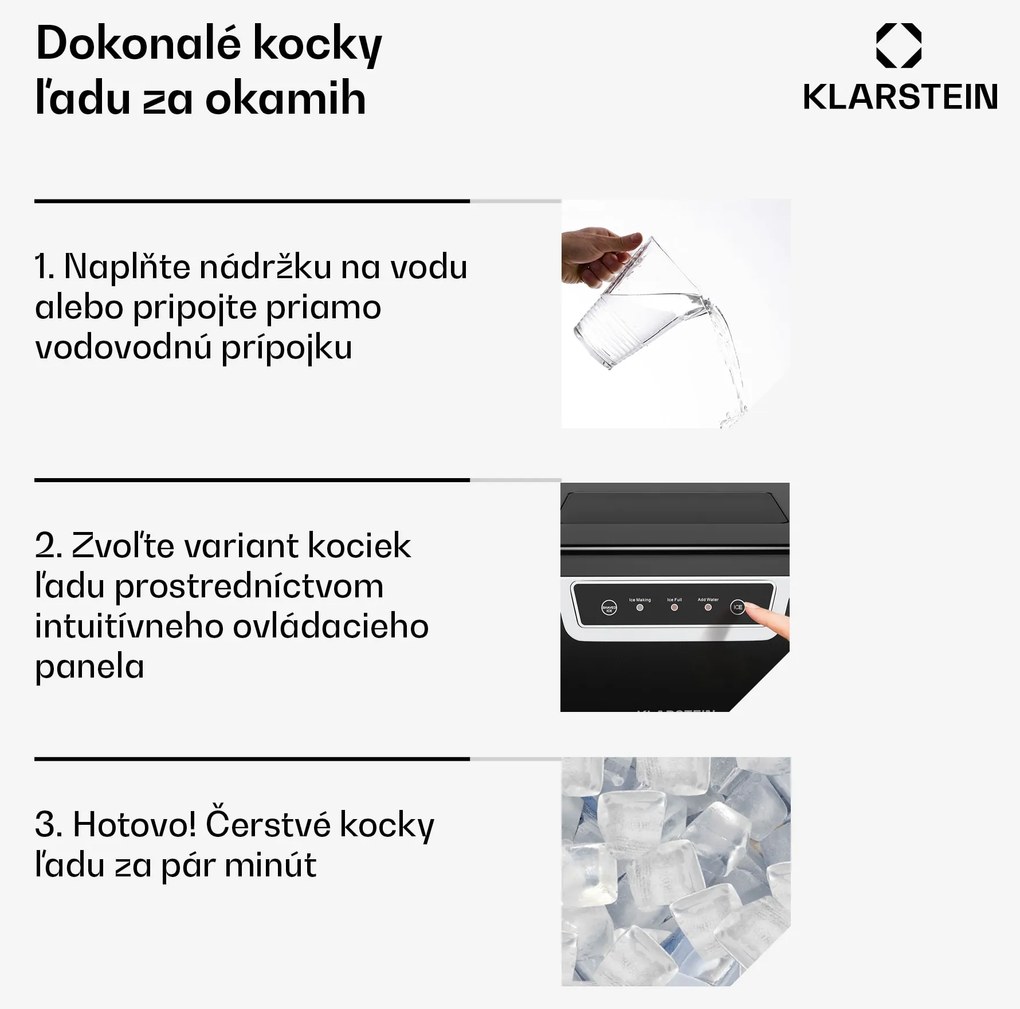 Klarstein Icefestival Cube priemyselný výrobník kociek ľadu, 400W, 1,8 litra, 20 kg/24 h