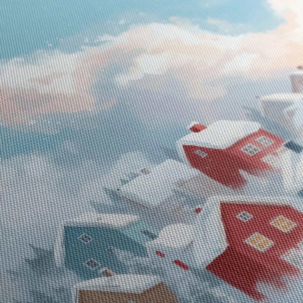 5-dielny obraz zimná dedina splnených prianí