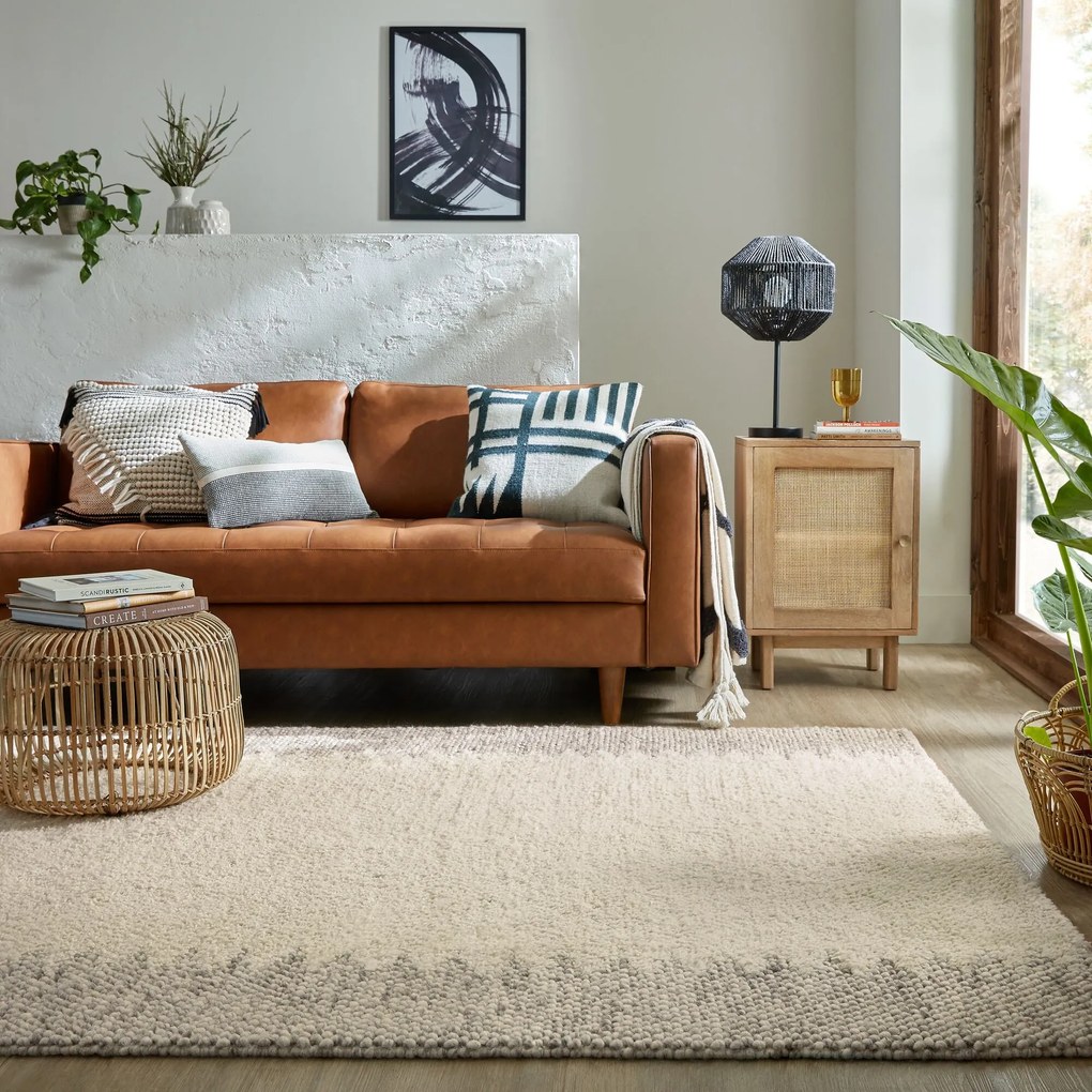 Ručne tkaný kusový koberec Minerals Border Natural, 160x230, béžová, chodba / predsieň, Flair Rugs