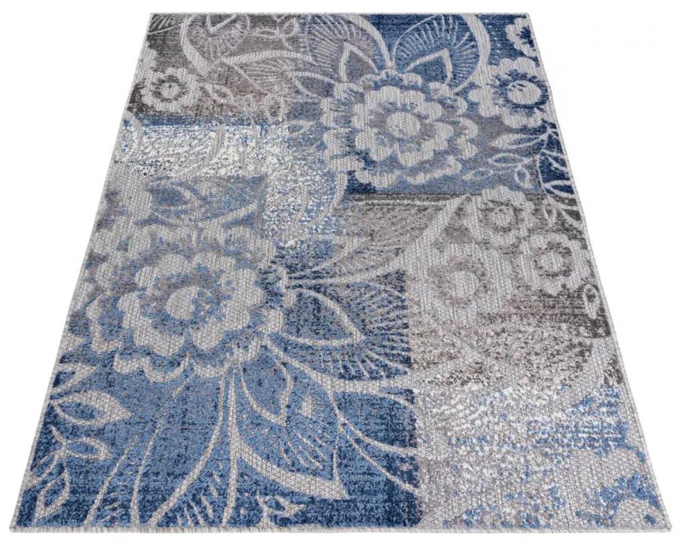 Kusový koberec Veľký kvet modrosivý 80x200cm