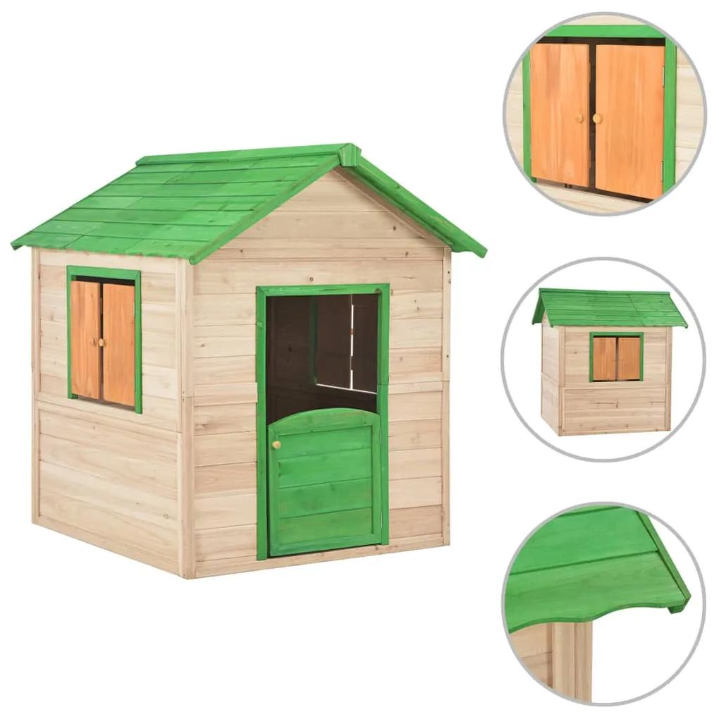 vidaXL Detský domček na hranie drevený zelený