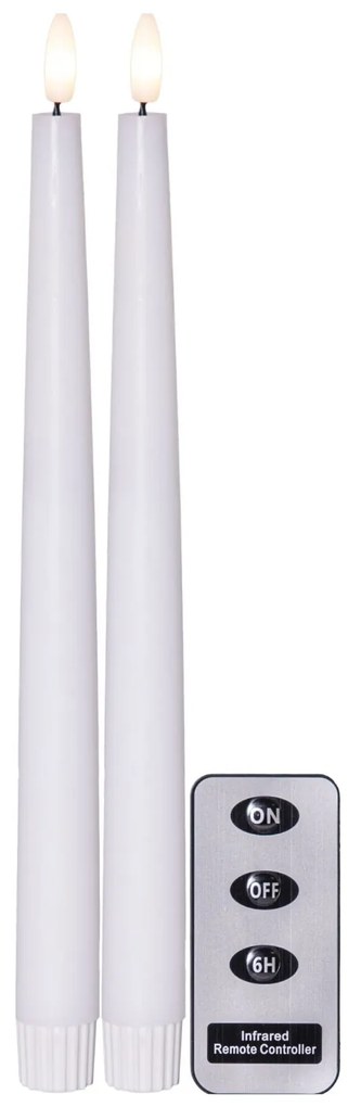 STAR TRADING LED sviečka Flamme Slim White 28 cm – set 2 ks + diaľkové ovládanie