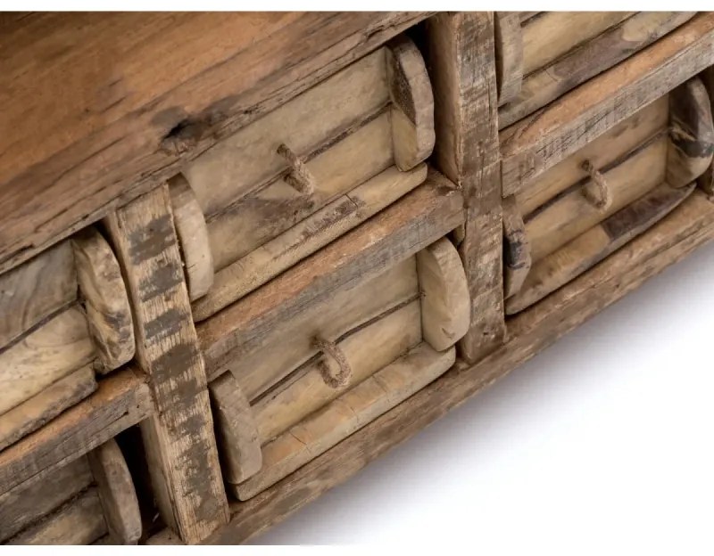 furniture-nabytek.cz - Masívny TV stolík Madurai z recyklovaného dreva, hnedý, neupravený – 90×40×55 cm