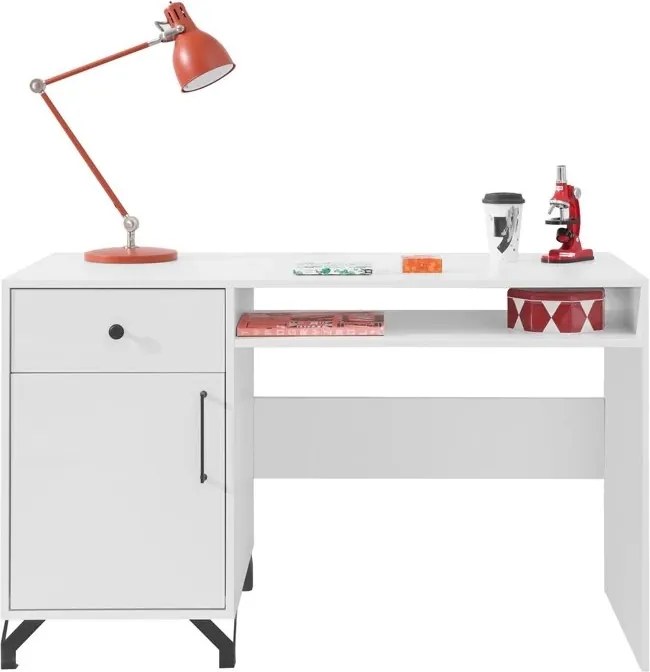 Detský písací stôl Anders 125 cm so zásuvkou - biely