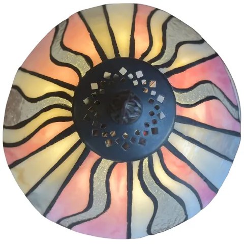 Stolová lampa vitráž Tiffany Ø20*34 RUŽOVÉ LÚČE