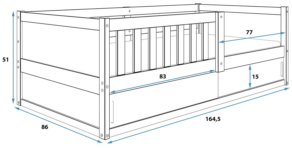 Posteľ SMART 2 natural 160x80 cm - borovica