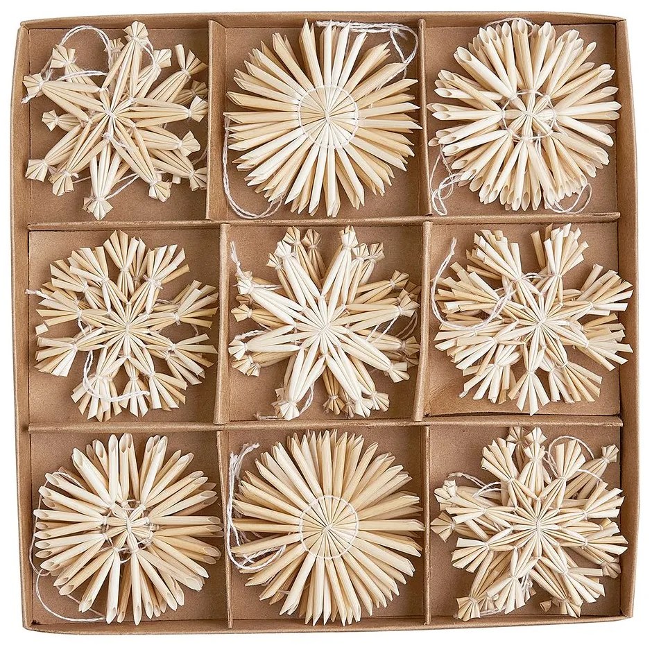 X-MAS Slamené ozdoby 36 ks 6 cm - biela