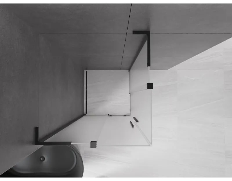 Mexen Velar L Duo, sprchový kút s posuvnými dverami 80 x 80 cm, 8mm sklo námraza, čierna matná, 871-080-080-02-33-70