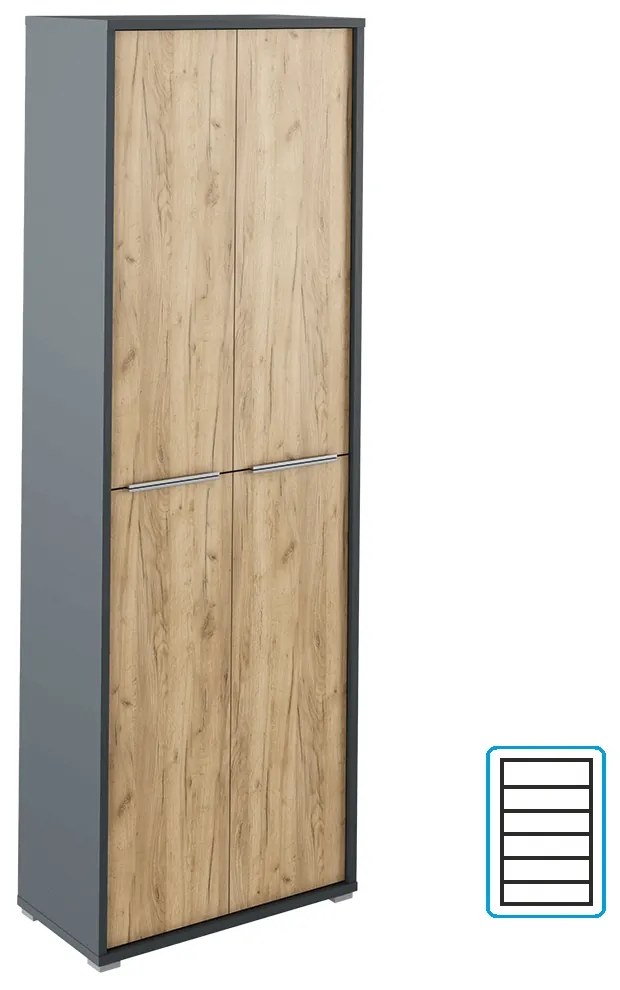 Policová skriňa Rioma New Typ 05 - grafit / dub artisan