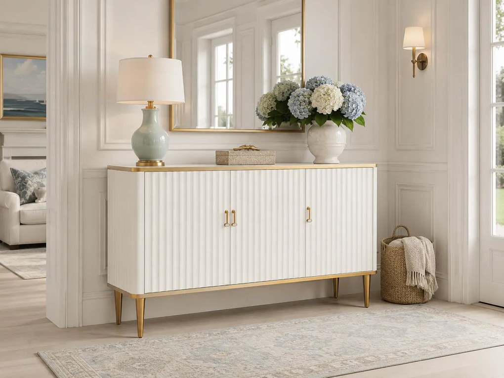 Komoda Stilig ST313 160 cm biela/zlatá