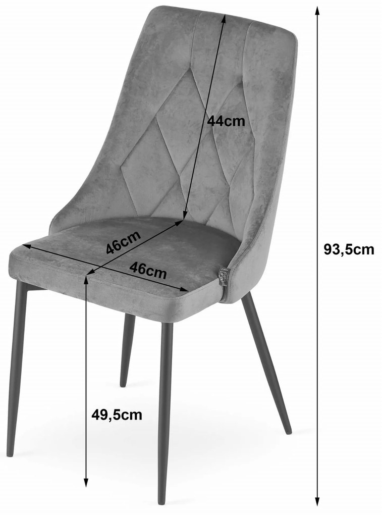 Tmavosivá zamatová jedálenská stolička IMOLA