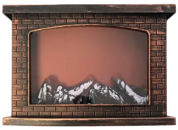 Moderný krb s LED imitáciou plameňa - 25 x 18 cm - medený
