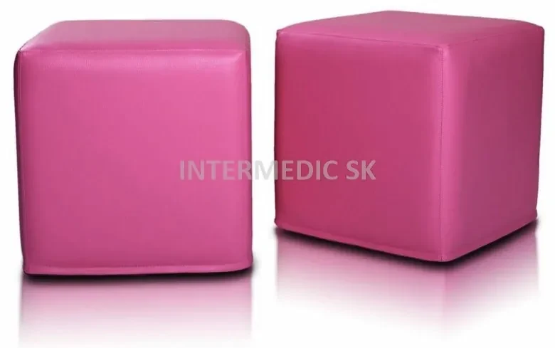 INTERMEDIC SK - Taburetka BLOCK 40x40 cm z ekokože | multifunkčný vak, podnožka, kocka Farba: E12 - Hnedá svetlá (Ekokoža)