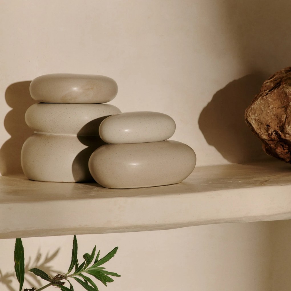 Ferm Living Úložná dóza Pebble Sand/Cream Small