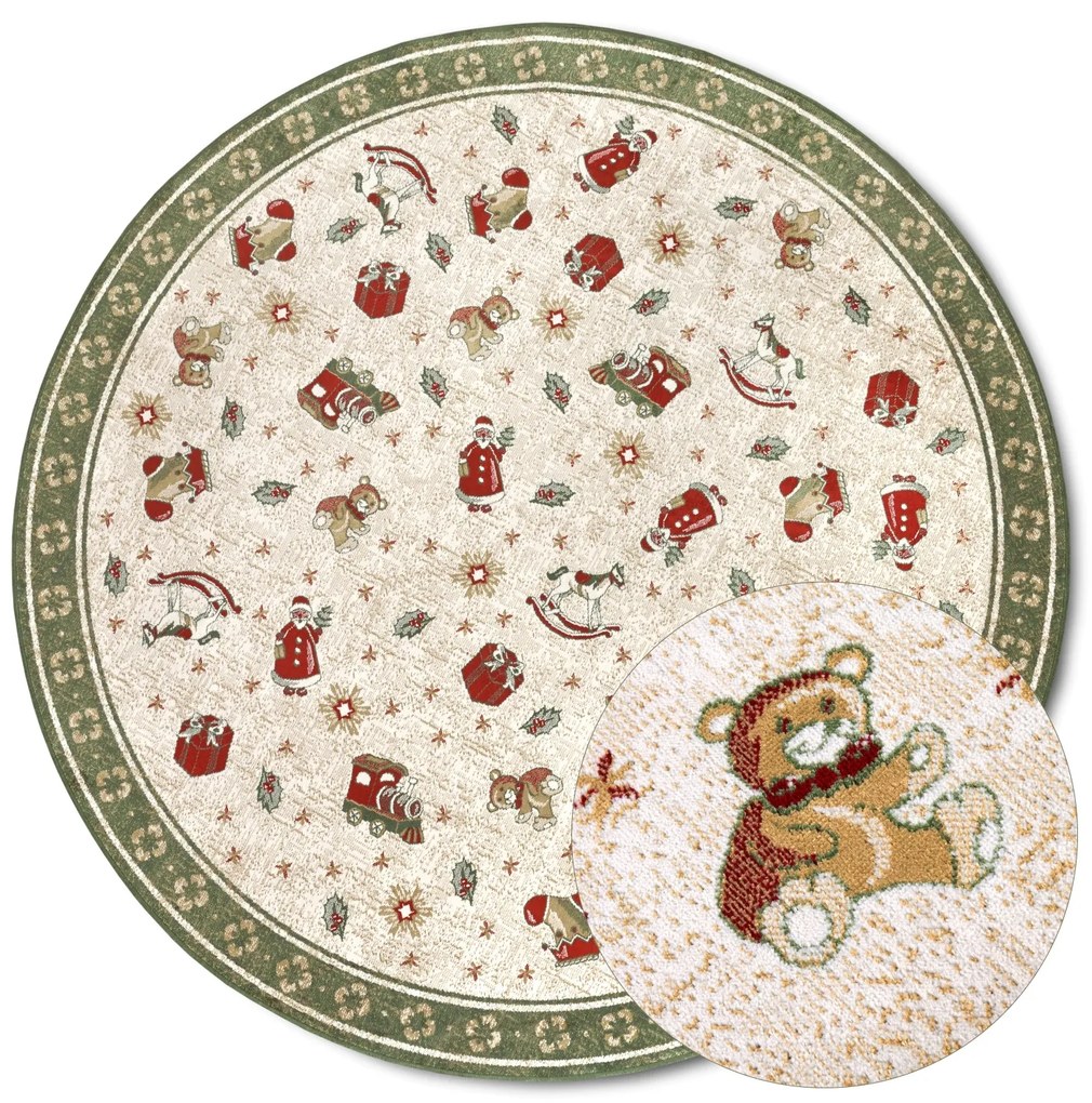 Villeroy & Boch, Kusový koberec Villeroy & Boch Toy's delight so strihaným vlasom 106218 Green, Multicolor kruh, 200x200 (priemer) kruh, zelená, obývacia izba