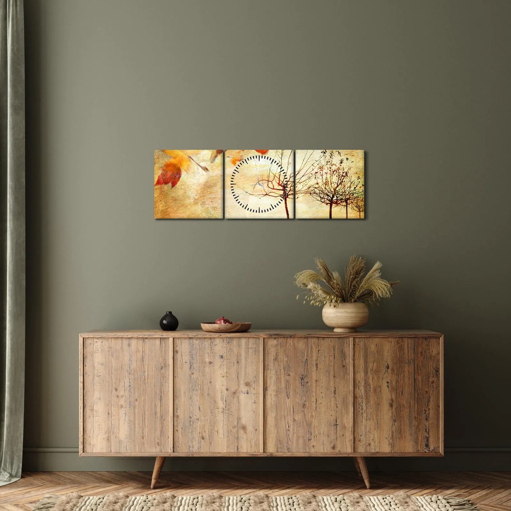 Obraz - Jesenná nálada (s hodinami) (90x30 cm)
