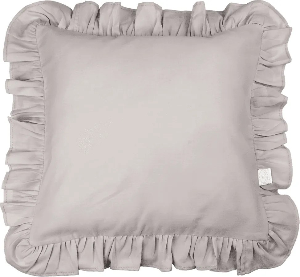 Vankúš s volánikmi tmavo béžová 45cm