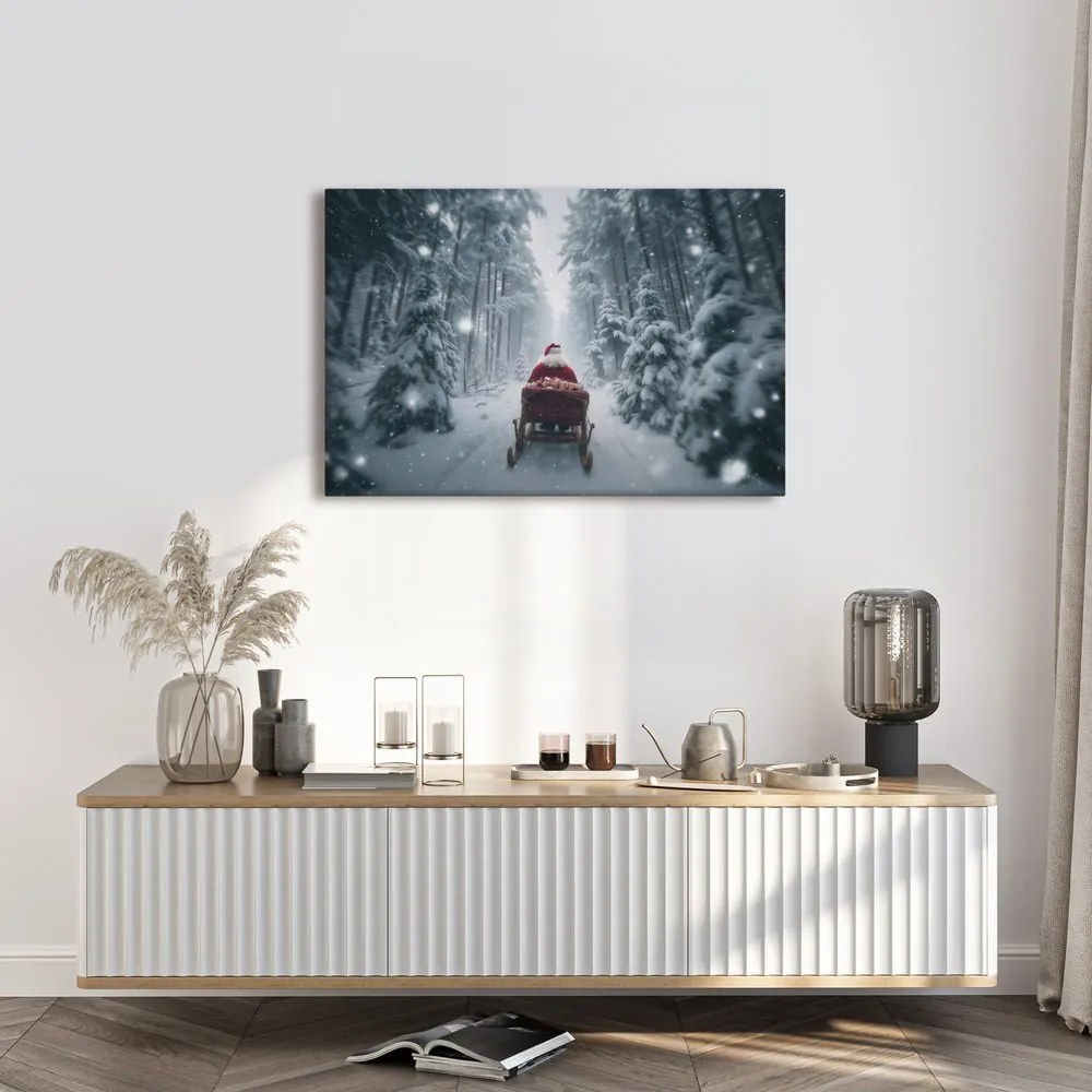 Obraz santova vianočná cesta lesom