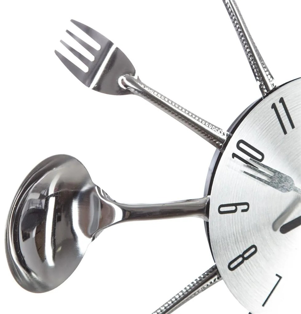 Nástenné hodiny Cutlery, chrómová