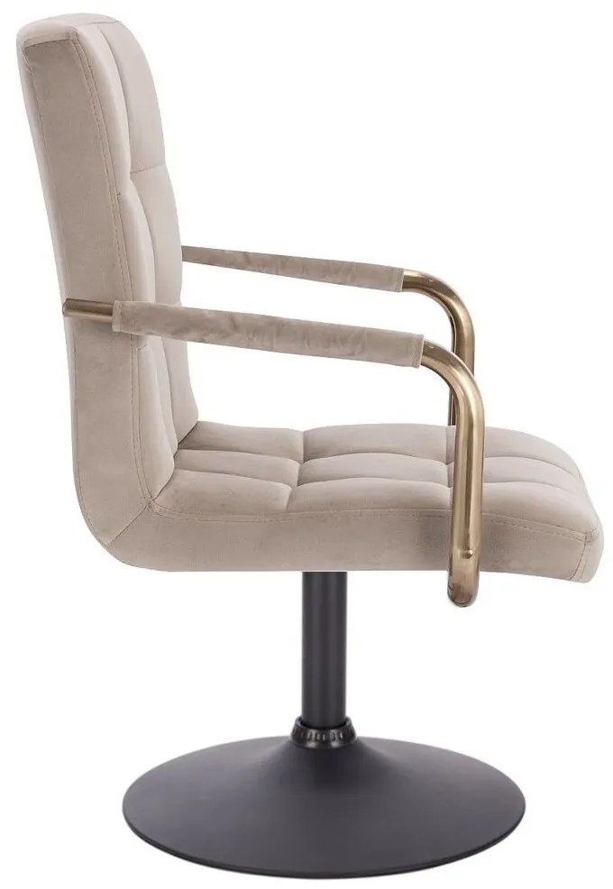 LuxuryForm DESIGN Stolička VERONA GOLD VELUR na čiernom tanieri - latte