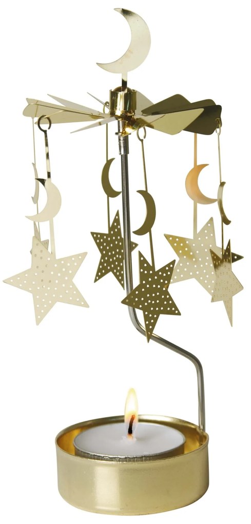 Pluto Design Rotujúci svietnik Moon and Stars Gold