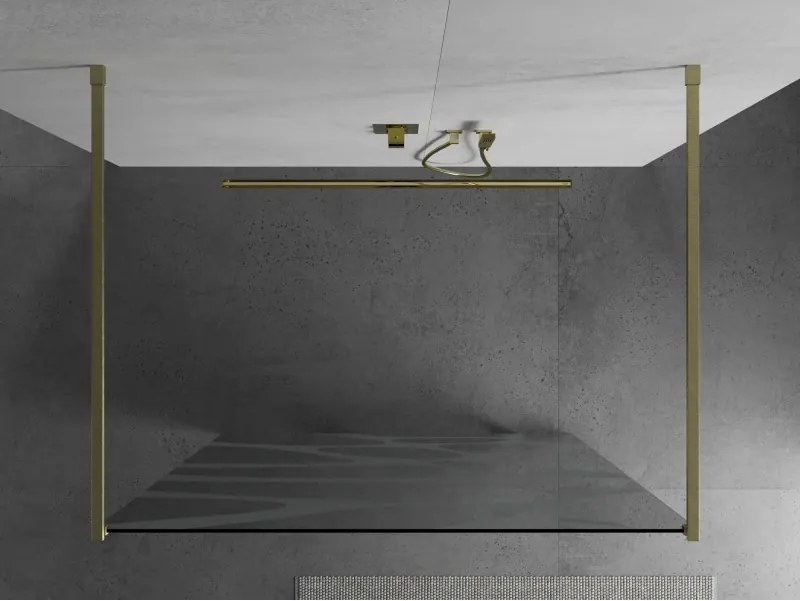 Mexen Kioto, sprchová zástena Walk-In 120 x 200 cm, 8mm číre sklo biely vzor, zlatý matný profil, 800-120-002-55-97