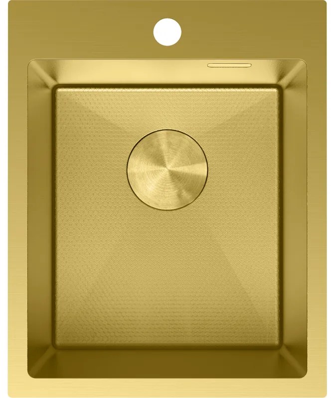 Mexen Solix, 1-komorový nerezový drez 400 x 500 mm, brúsená zlatá, vzor voština, 6406401000-55HC