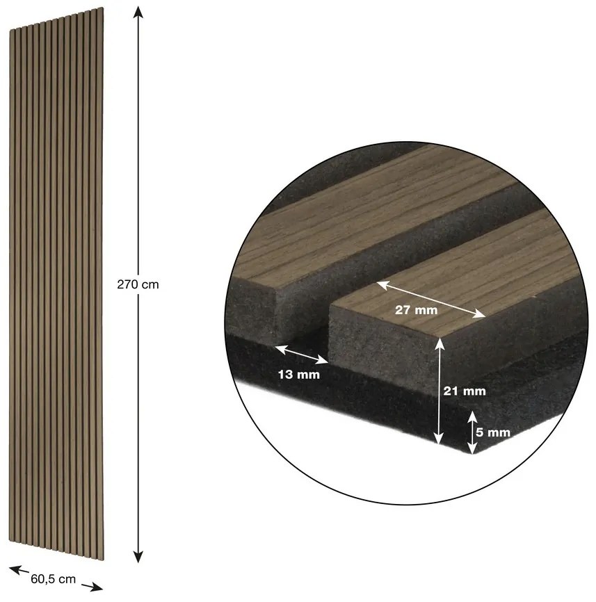 Akustický panel G21 270x60,5x2,1 cm, dymový dub 63910191 1ks