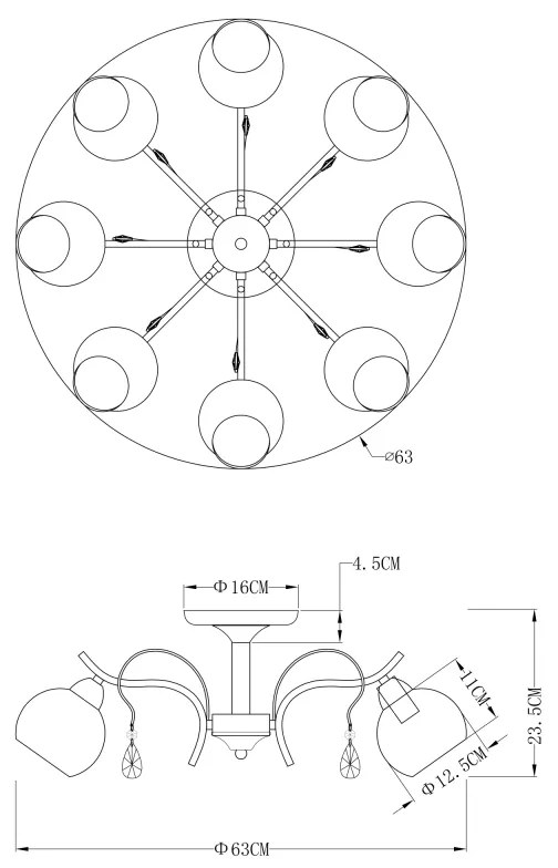 GLOBO PERDITA 54711-8 Stropné svietidlo