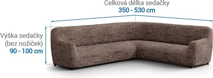 Bielastické poťahy VITTORIA hnedá rohová sedačka (š. 350 - 530 cm)