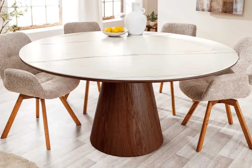 Okrúhly jedálenský stôl Parthenia 120 cm vzor orech