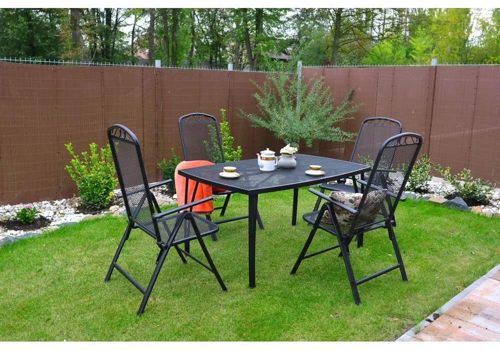 Čierna kovová záhradná stolička – Rojaplast