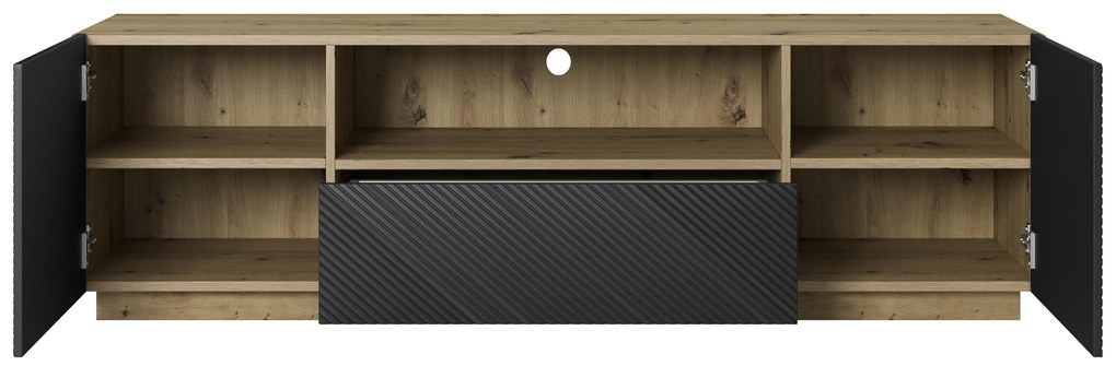 TV stolík Asha 167 cm s otvorenou policou - artisan / čierny mat