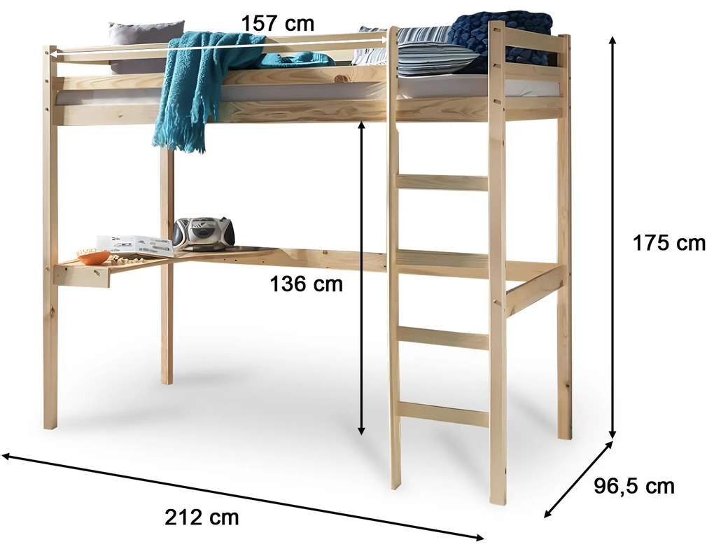 MG Vyvýšená detská posteľ Aria 90x200