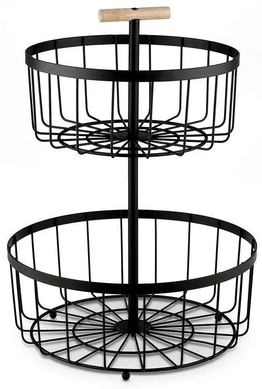 Košík na ovocie, 2-poschodový, okrúhly, 38,5 x 29 cm