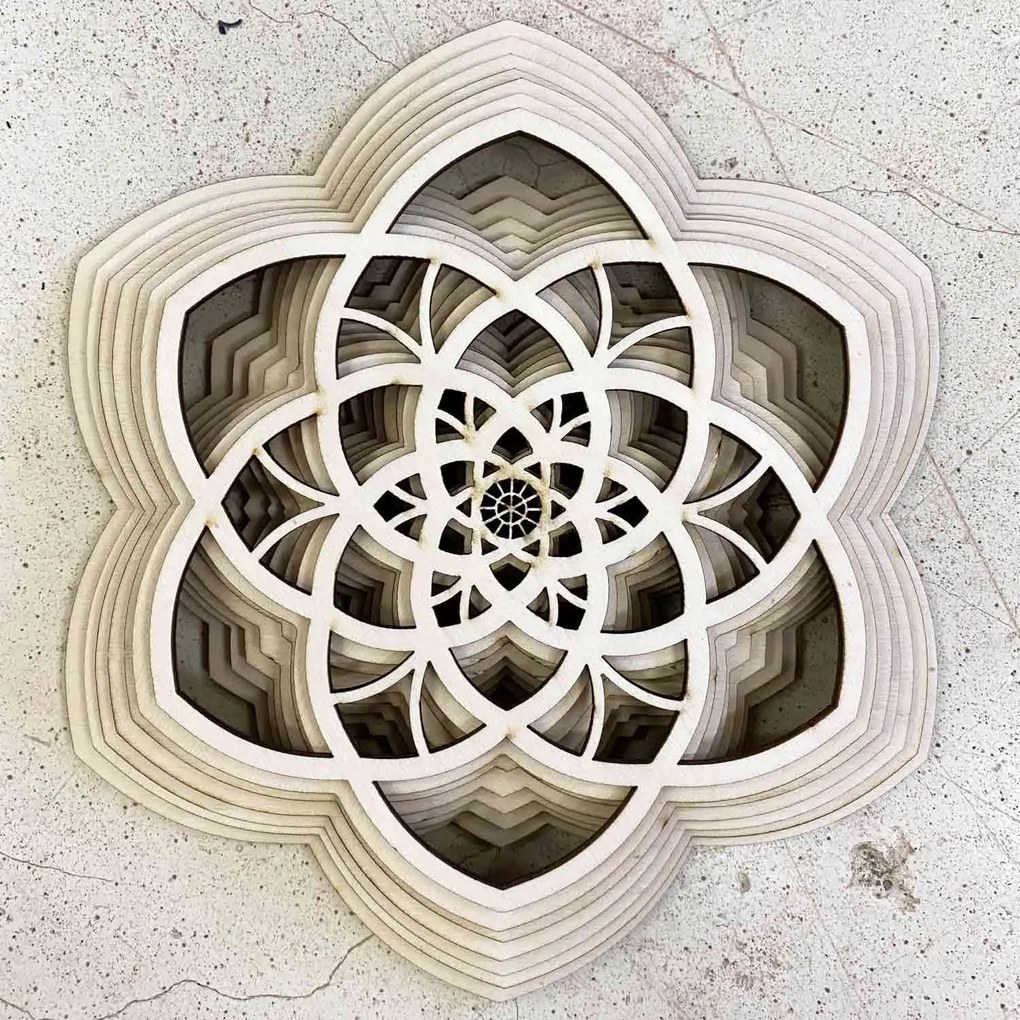 Drevená mandala Harmónia z viacerých vrstiev až 90 x 100 cm: 45 x 40 cm 4214-69702 PR0456