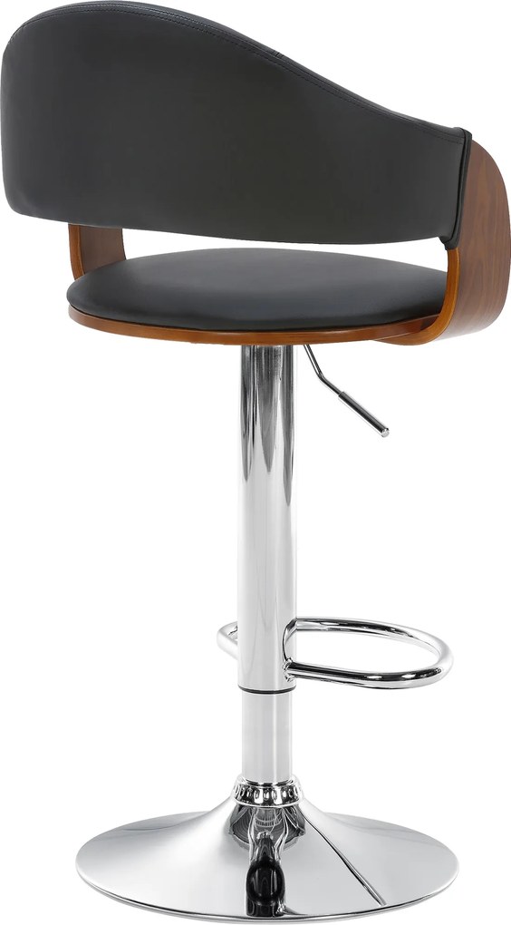 Barová stolička Nilse - koženka, chróm rám - orech/čierna
